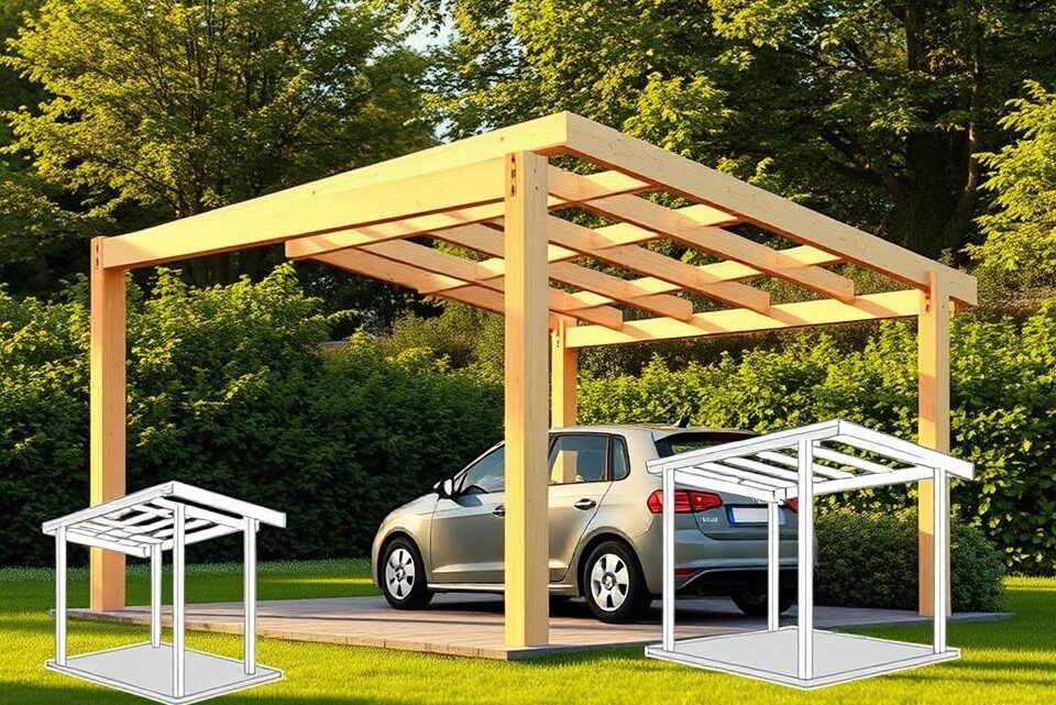 Anlehn-Carport selber bauen – Schritt für Schritt Anleitung Anlehn-Carport selber bauen – Schritt für Schritt Anleitung
