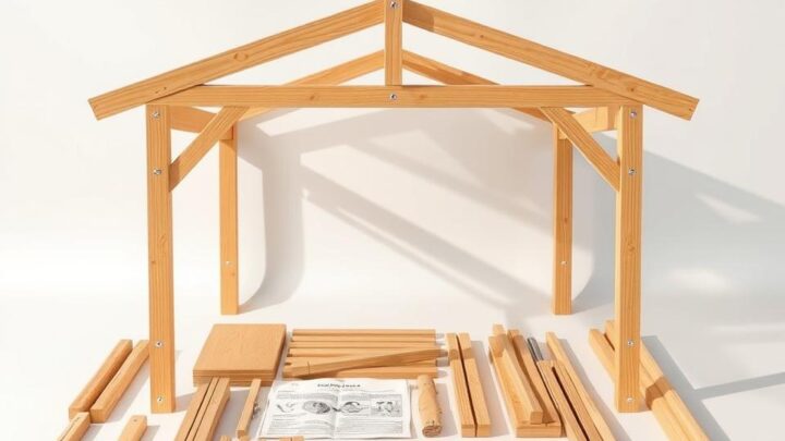 Aufbau eines Holz-Carportbausatzes