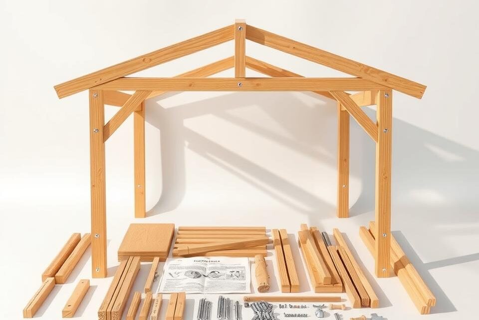 Aufbau eines Holz-Carportbausatzes