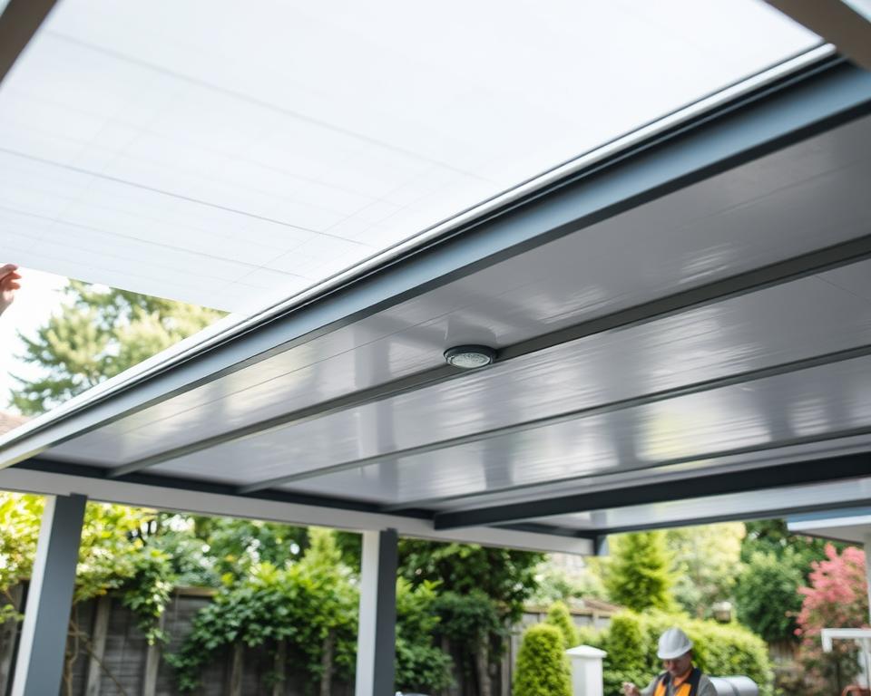 Carport Dach Abdichtungsprozess