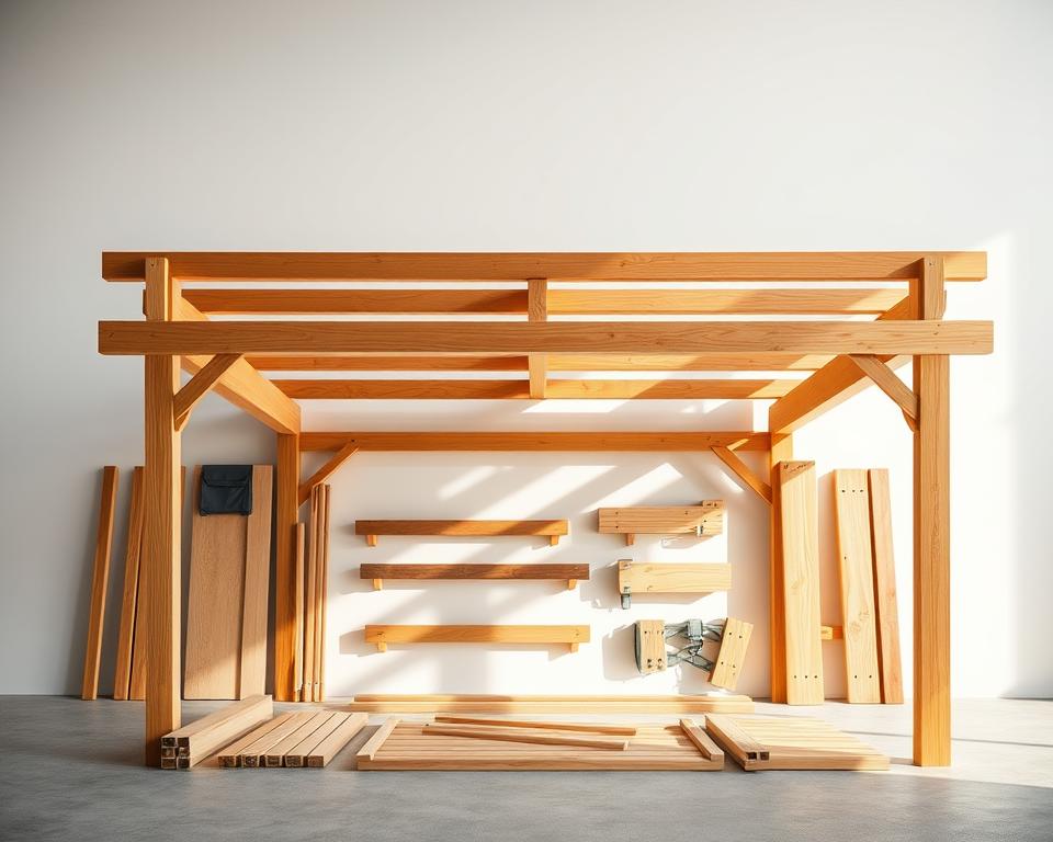 Holz-Carportbausatz Komponenten