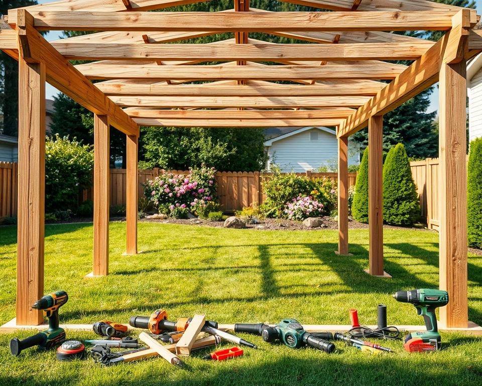 Carport-Konstruktion Vorbereitung