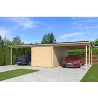 Massiver Fjordholz Doppel-Carport mit Abstellraum